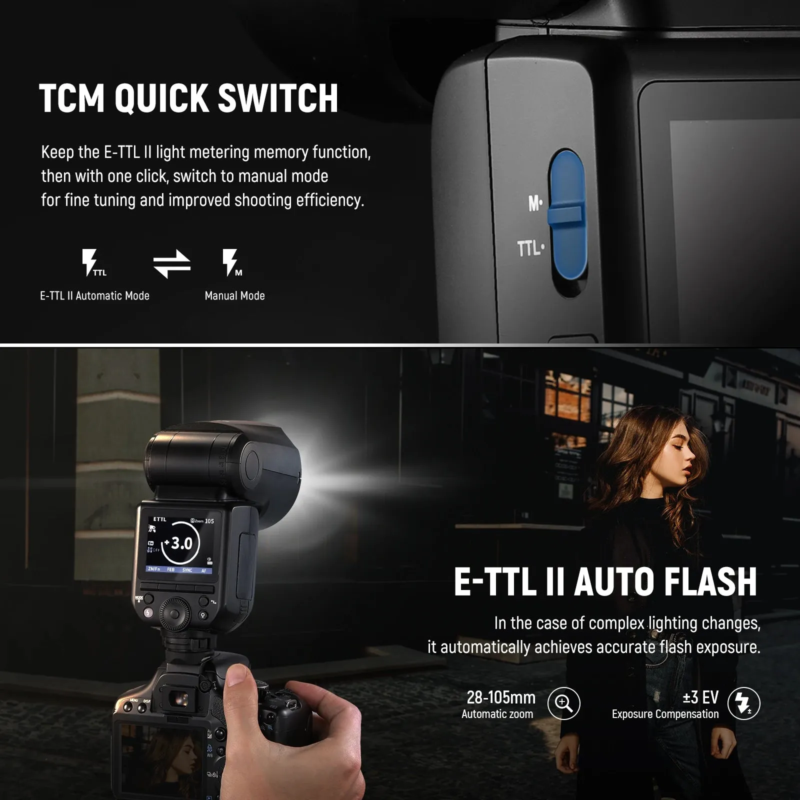 2.4g Ttl Round Head Flash Speedlite for Canon/nikon/sony Upgraded Ui 2 Modeling Lamps 2600mah