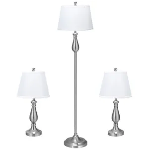 3 pcs Brushed Nickel Lamp Set-Silver