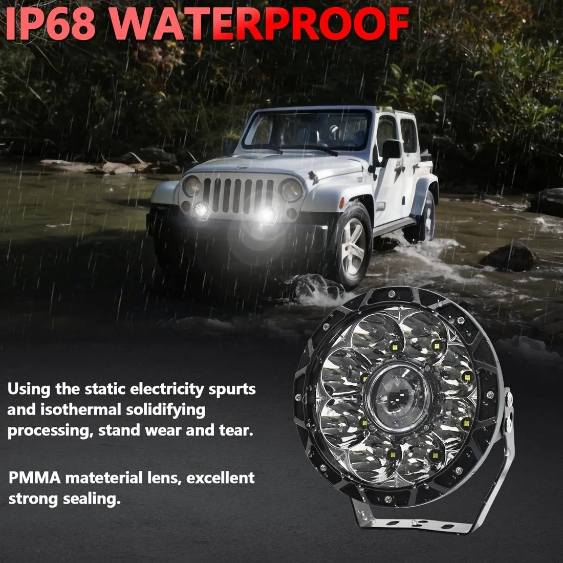 55W 6000Lm / 6000K Off - Road Vehicle Round Work Light