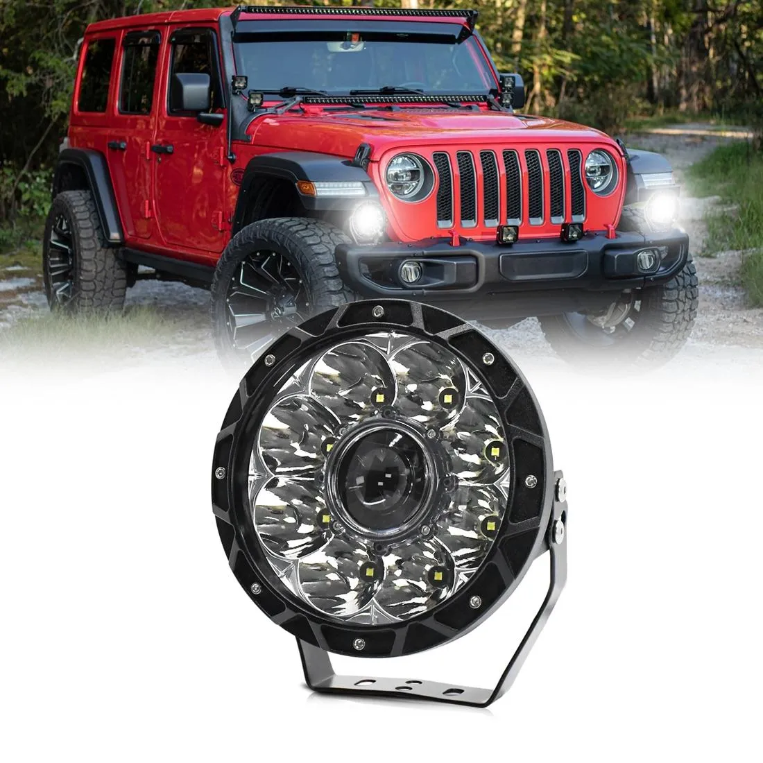 55W 6000Lm / 6000K Off - Road Vehicle Round Work Light