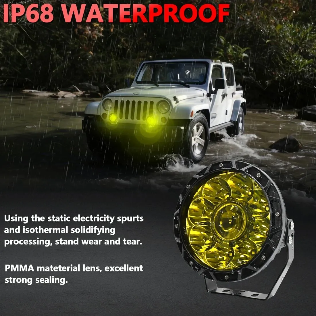55W 6000Lm / 6000K Off - Road Vehicle Round Work Light
