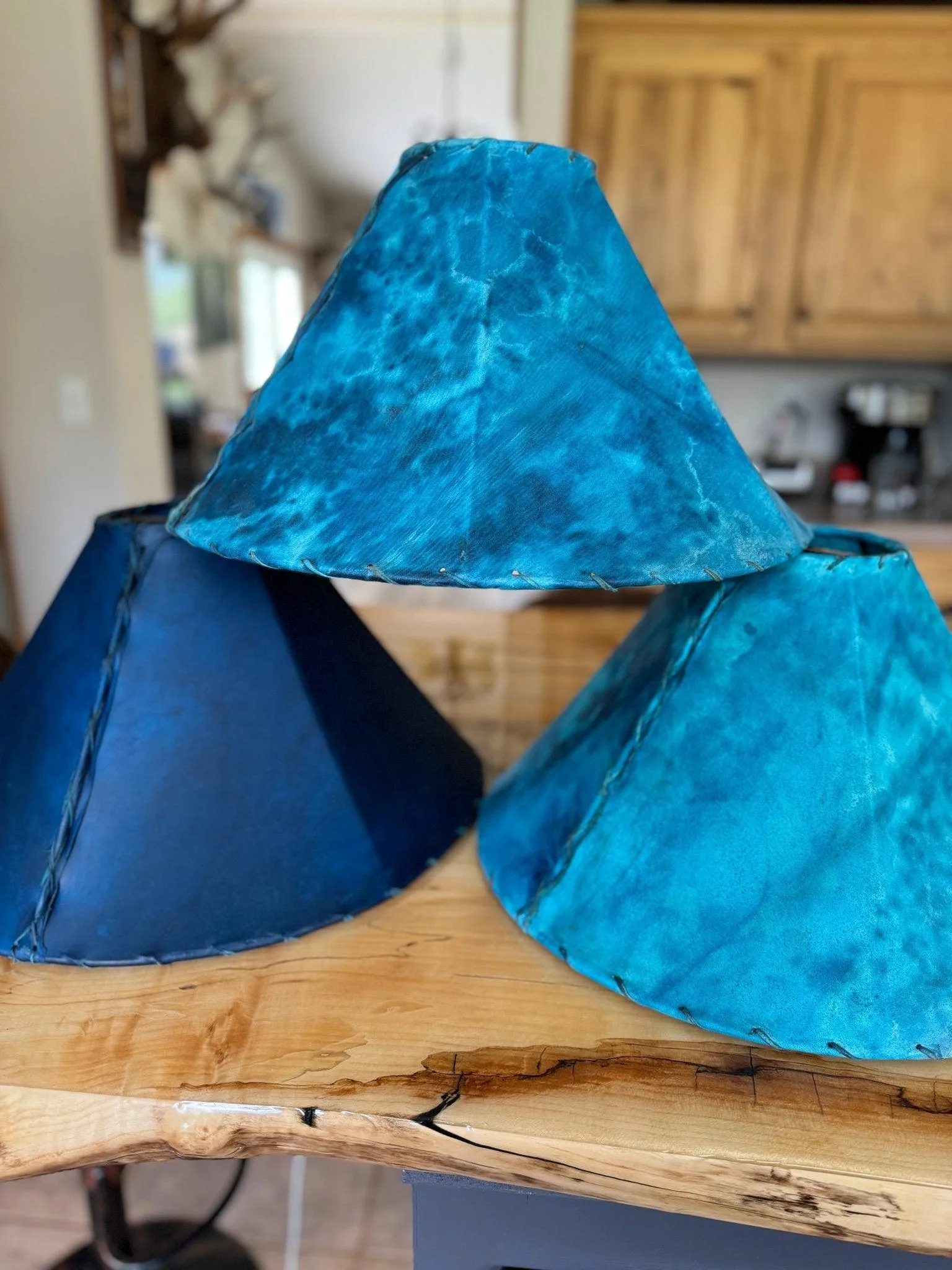 Blue Genuine Rawhide Lamp Shades