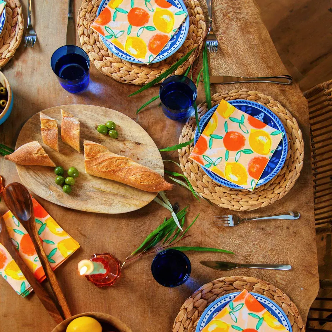 CITRUS FRUIT LEMON AND ORANGE NAPKINS