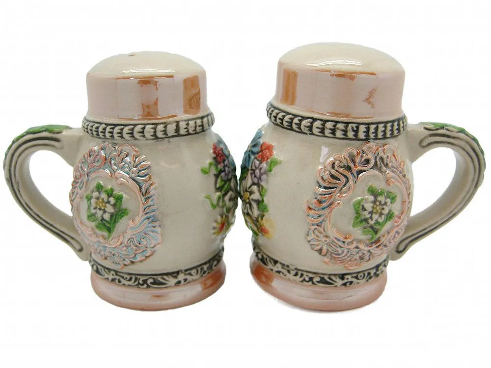 Engraved Beer Stein: Flowers Salt And Pepper Set