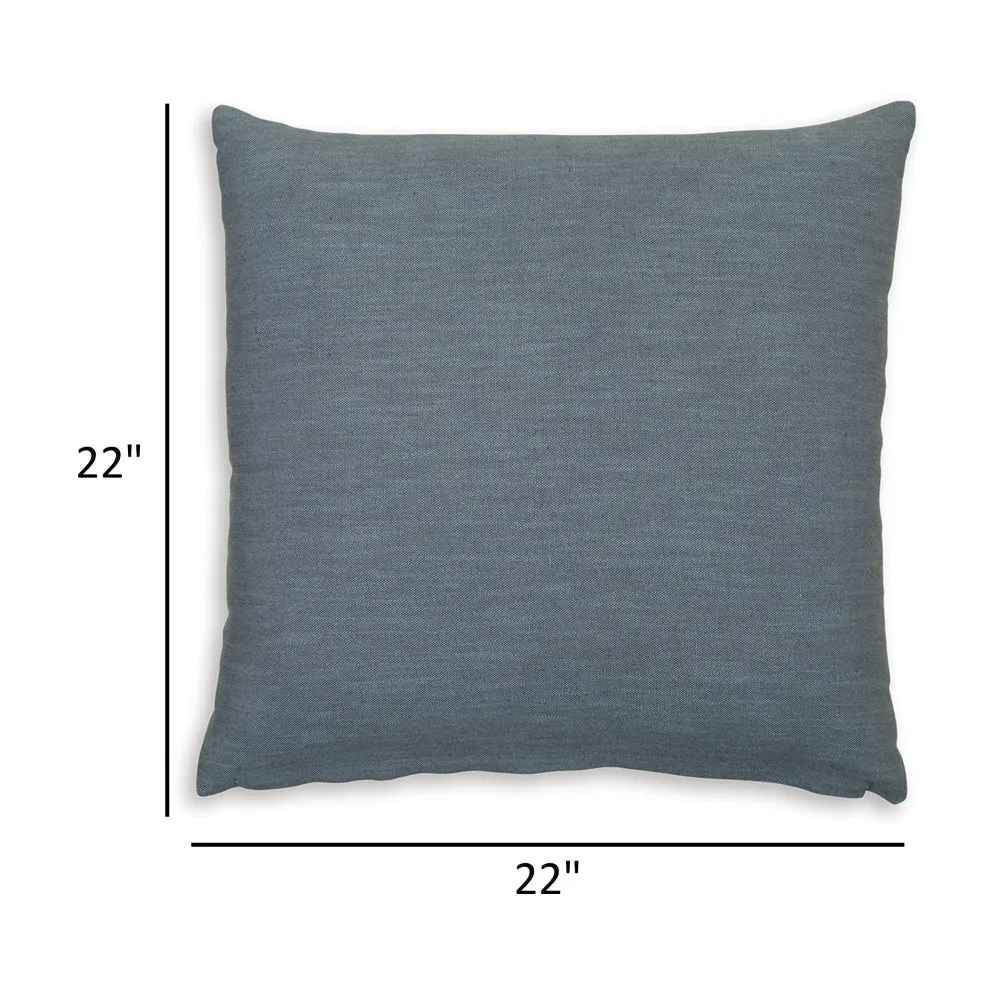 Ina 22 Inch Accent Throw Pillow Set of 4, Square, Classic Blue Cotton Linen By Casagear Home