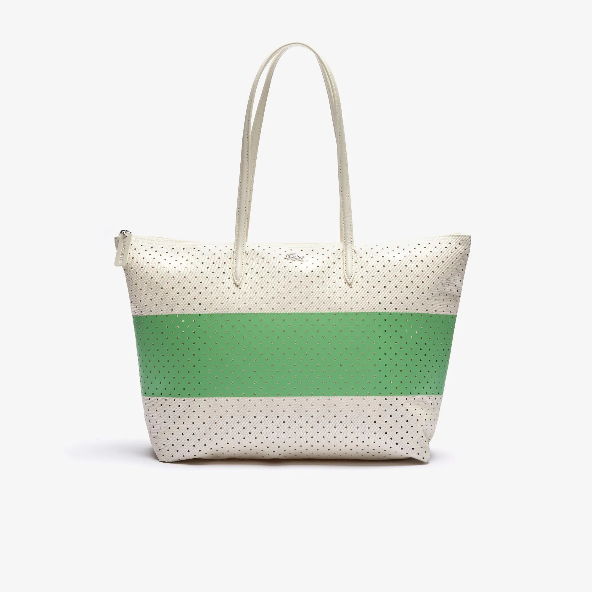 LACOSTE L.12.12 Colorblock Perforated Canvas Zip Tote Bag