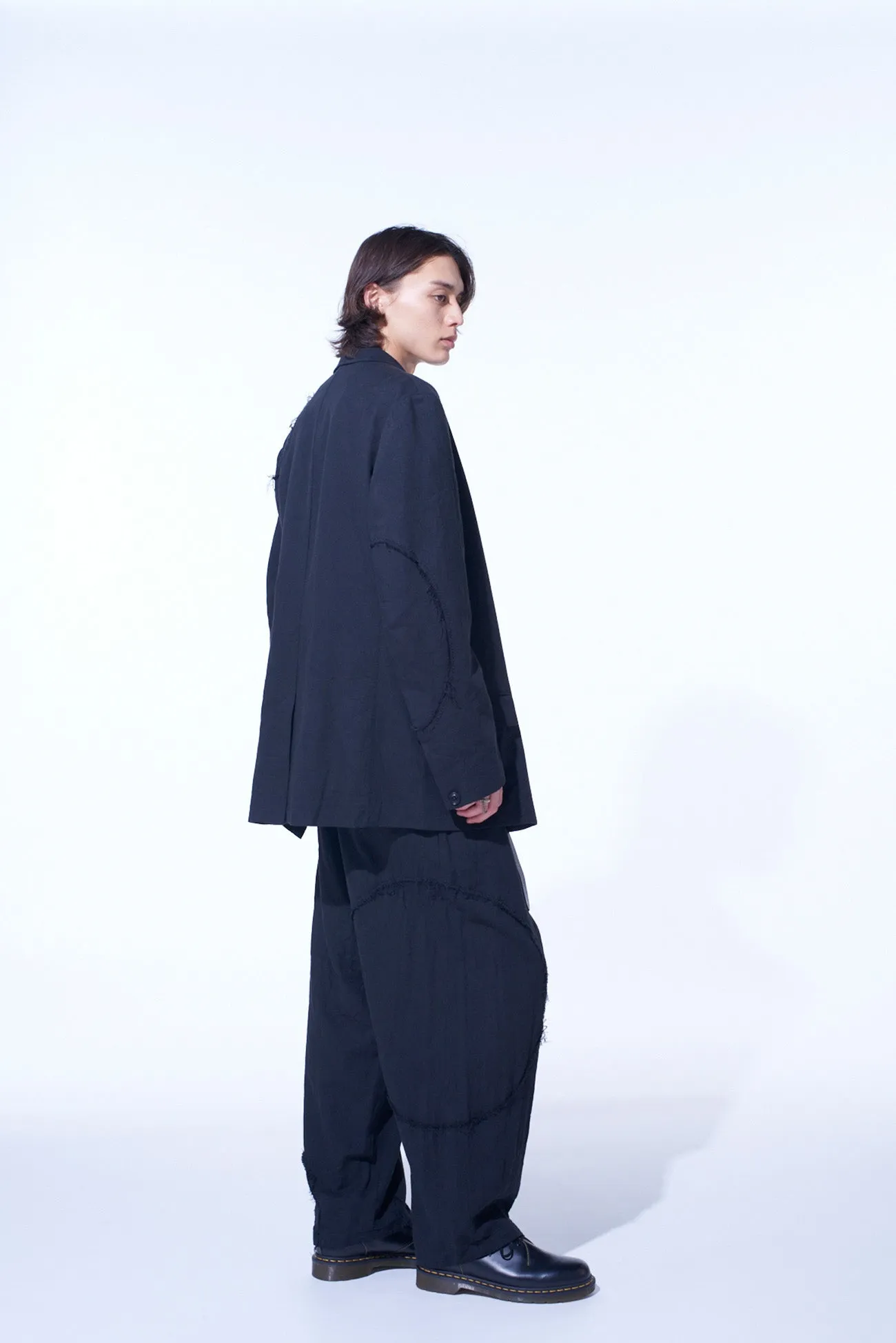 LINEN/COTTON HERRINGBONE ZIGZAG CUT-OUT JACKET