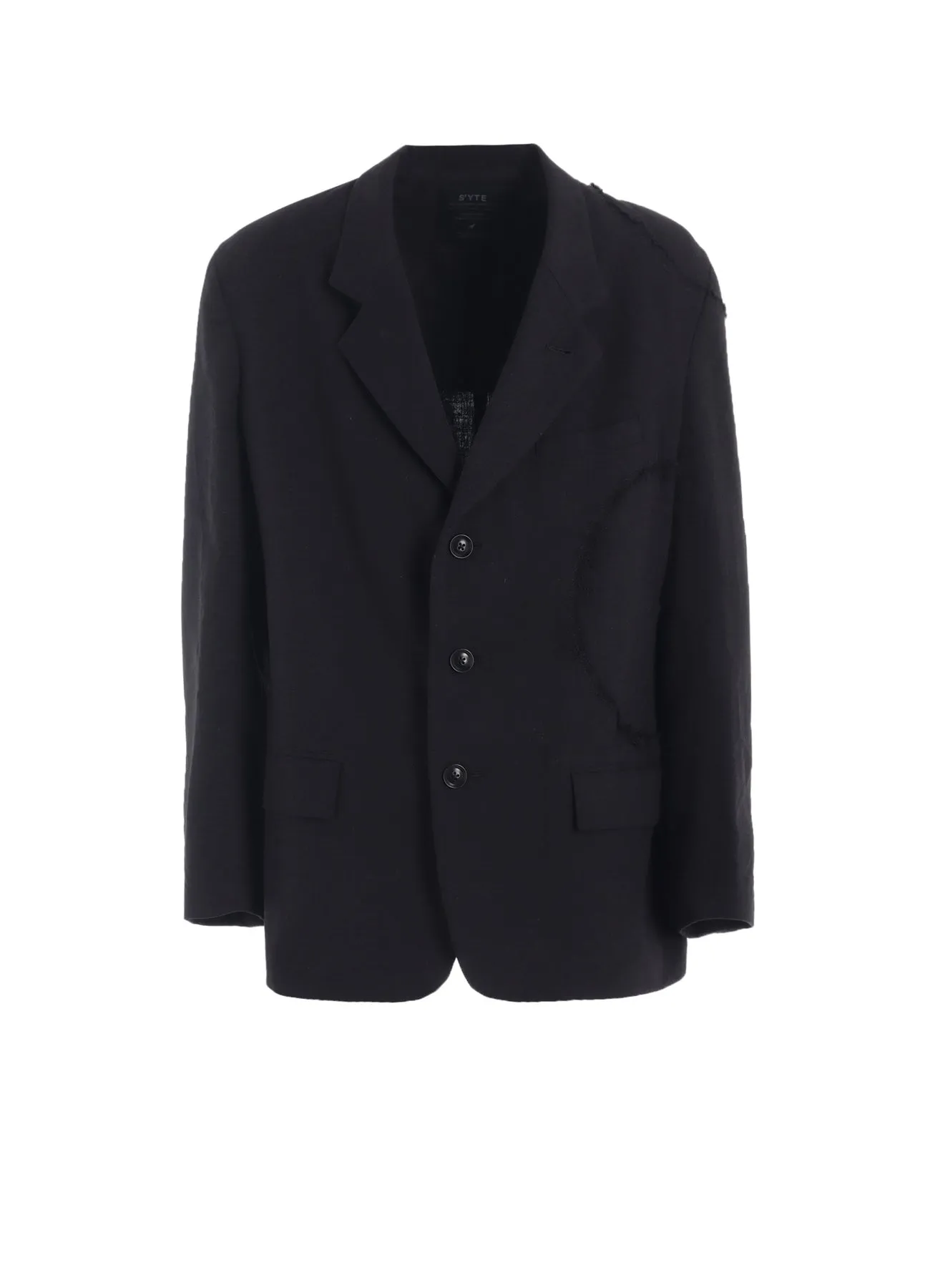 LINEN/COTTON HERRINGBONE ZIGZAG CUT-OUT JACKET