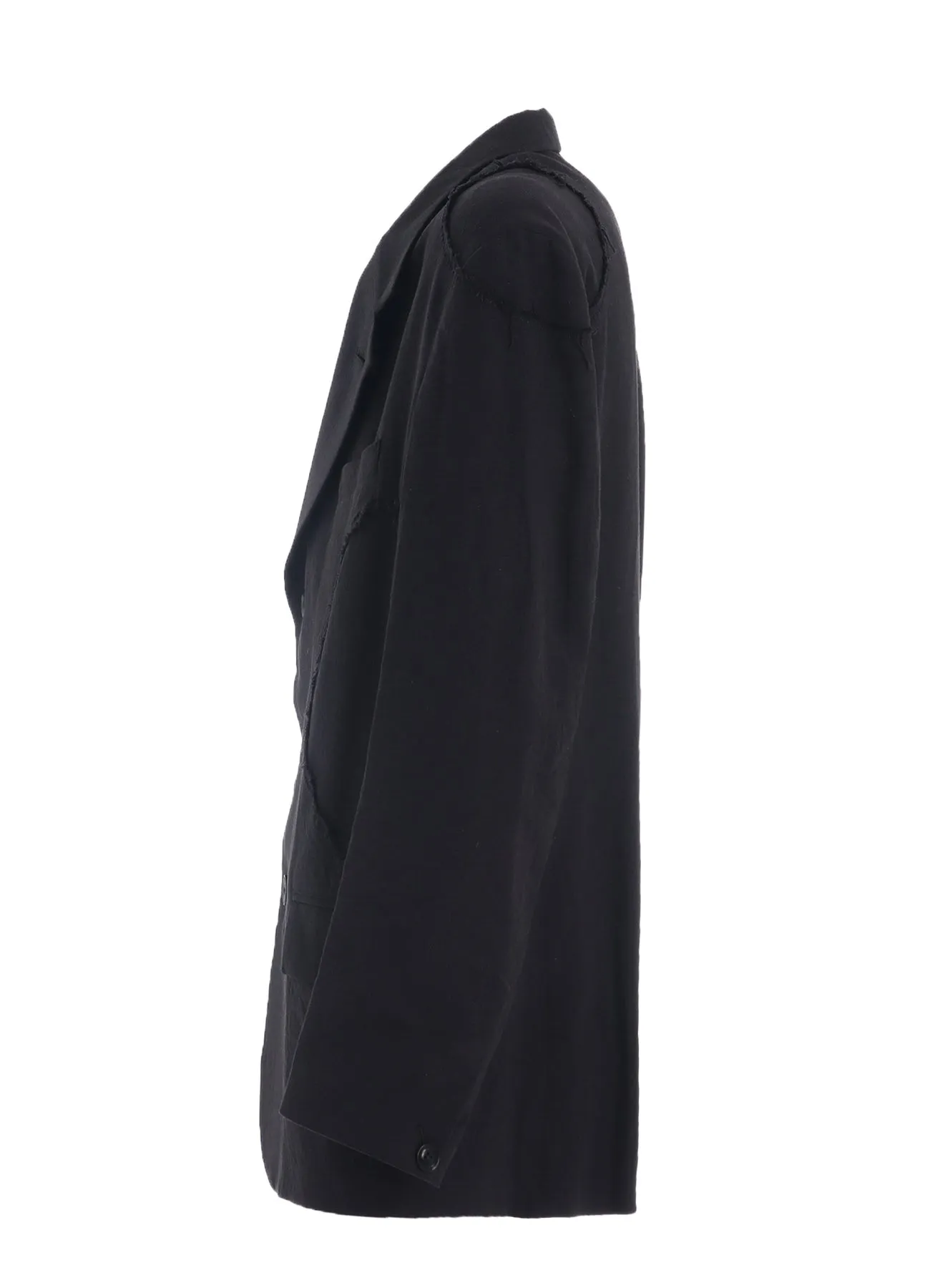 LINEN/COTTON HERRINGBONE ZIGZAG CUT-OUT JACKET