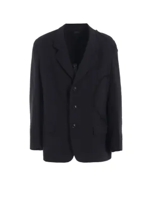 LINEN/COTTON HERRINGBONE ZIGZAG CUT-OUT JACKET