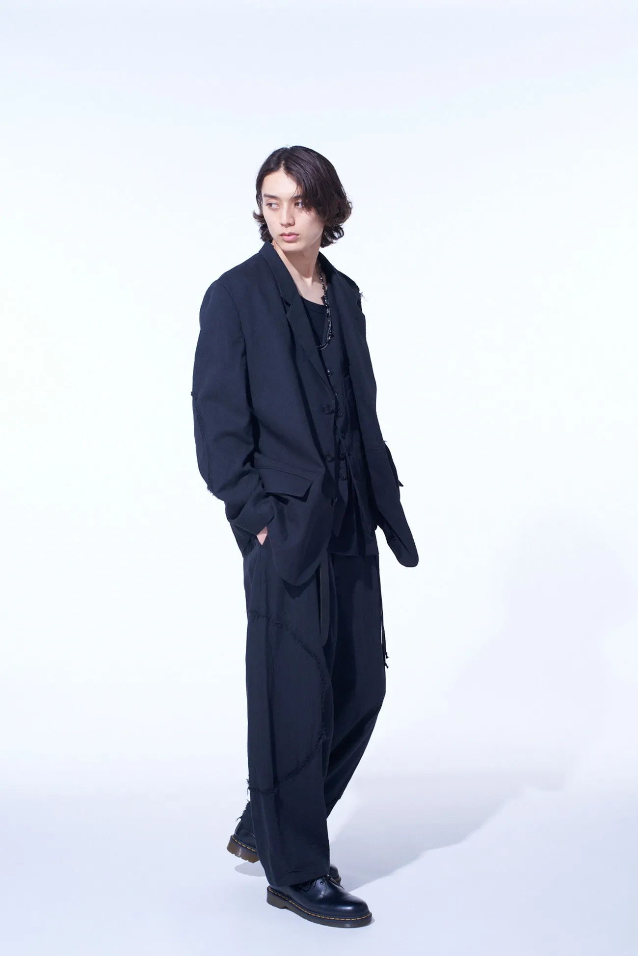 LINEN/COTTON HERRINGBONE ZIGZAG CUT-OUT JACKET