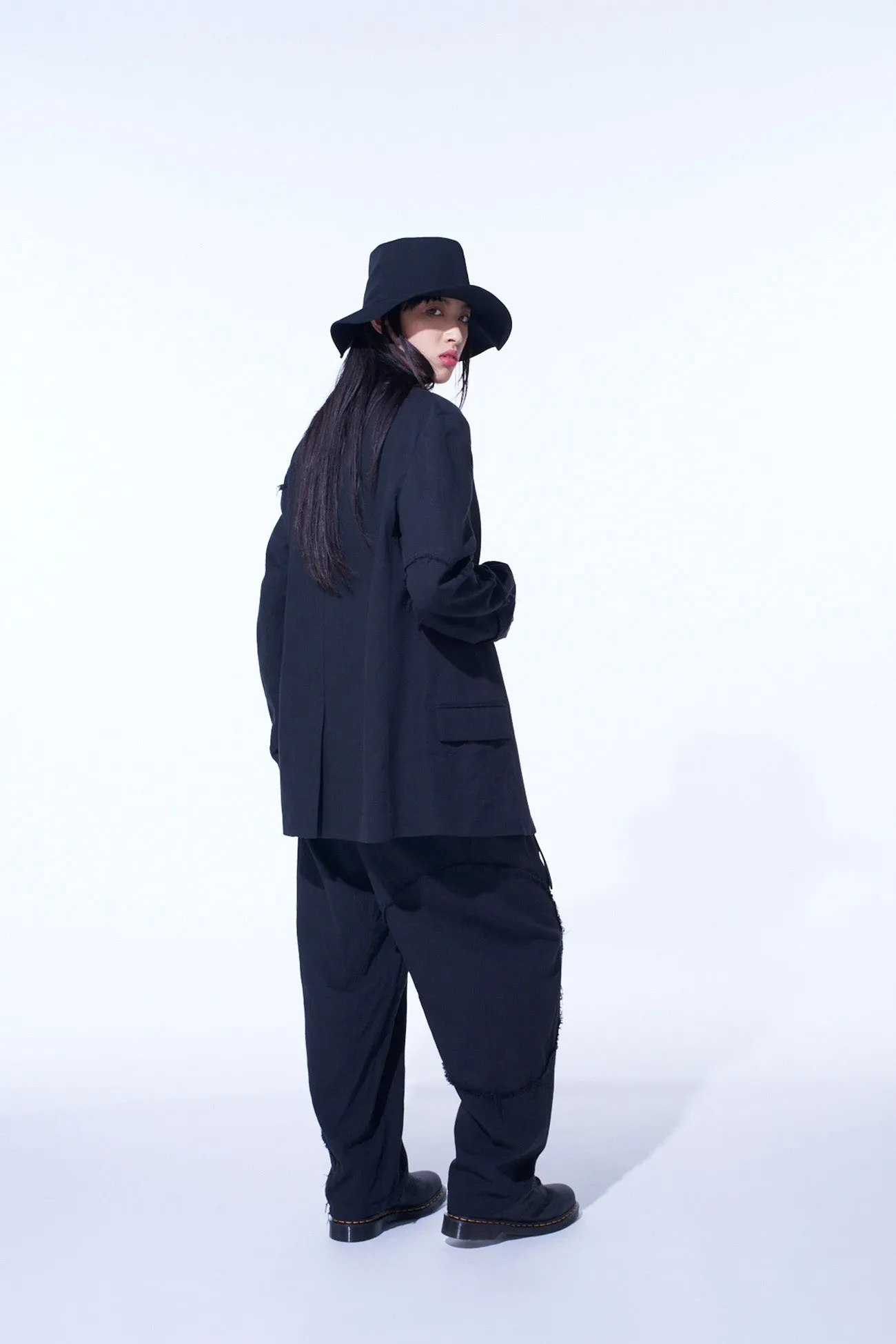 LINEN/COTTON HERRINGBONE ZIGZAG CUT-OUT JACKET