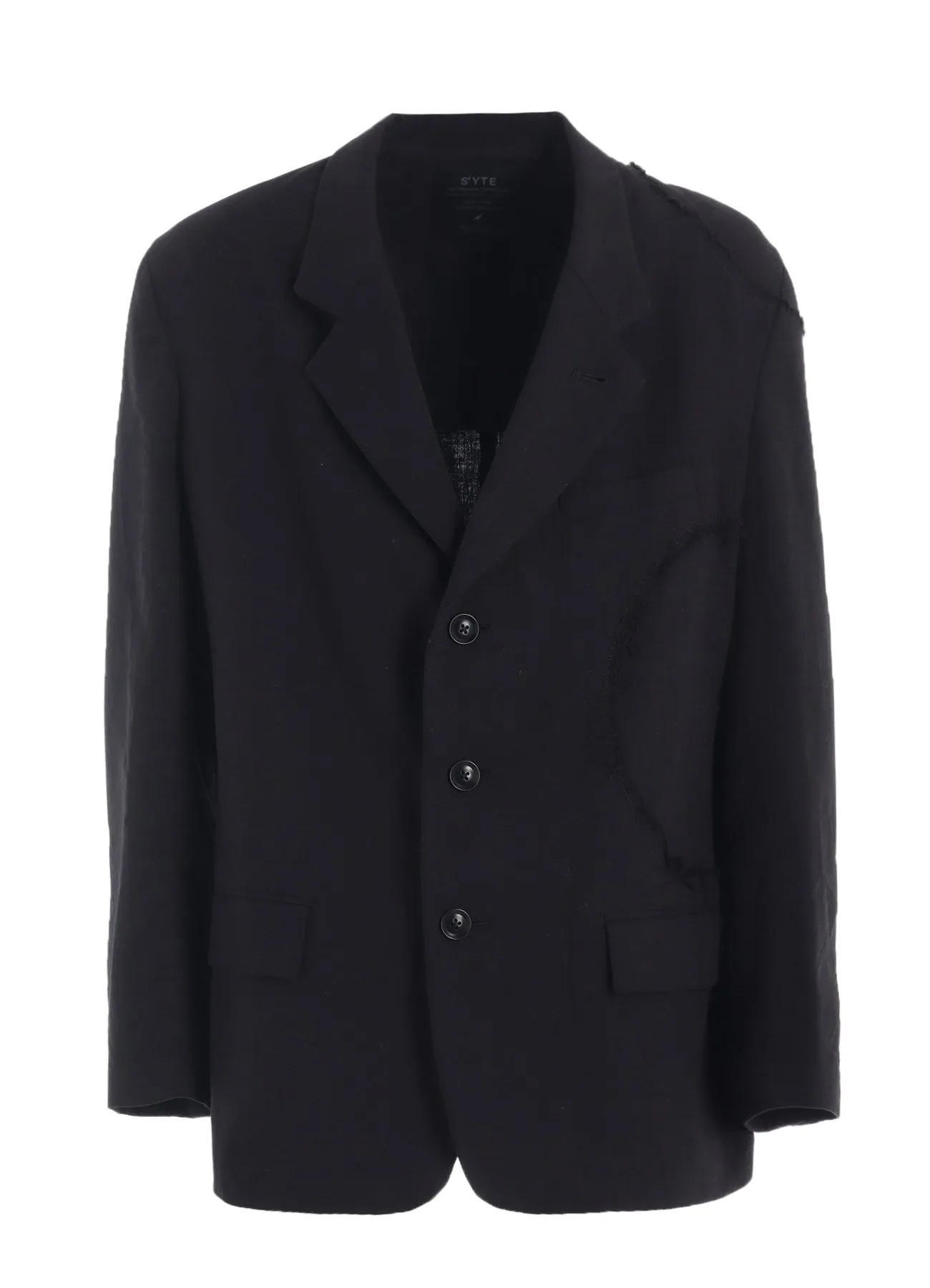 LINEN/COTTON HERRINGBONE ZIGZAG CUT-OUT JACKET