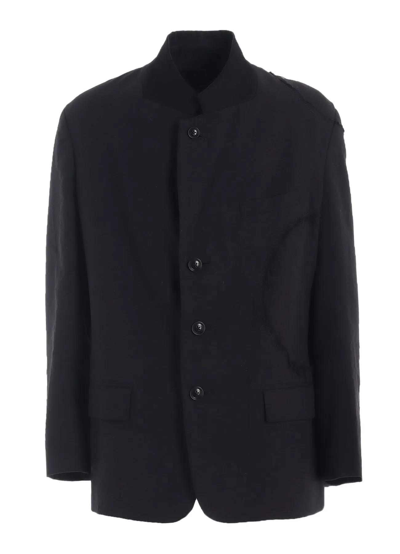 LINEN/COTTON HERRINGBONE ZIGZAG CUT-OUT JACKET