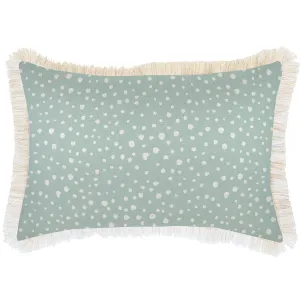Lunar Pale Mint Spot-Coastal Fringe-Cushion Cover-35cm X 50cm