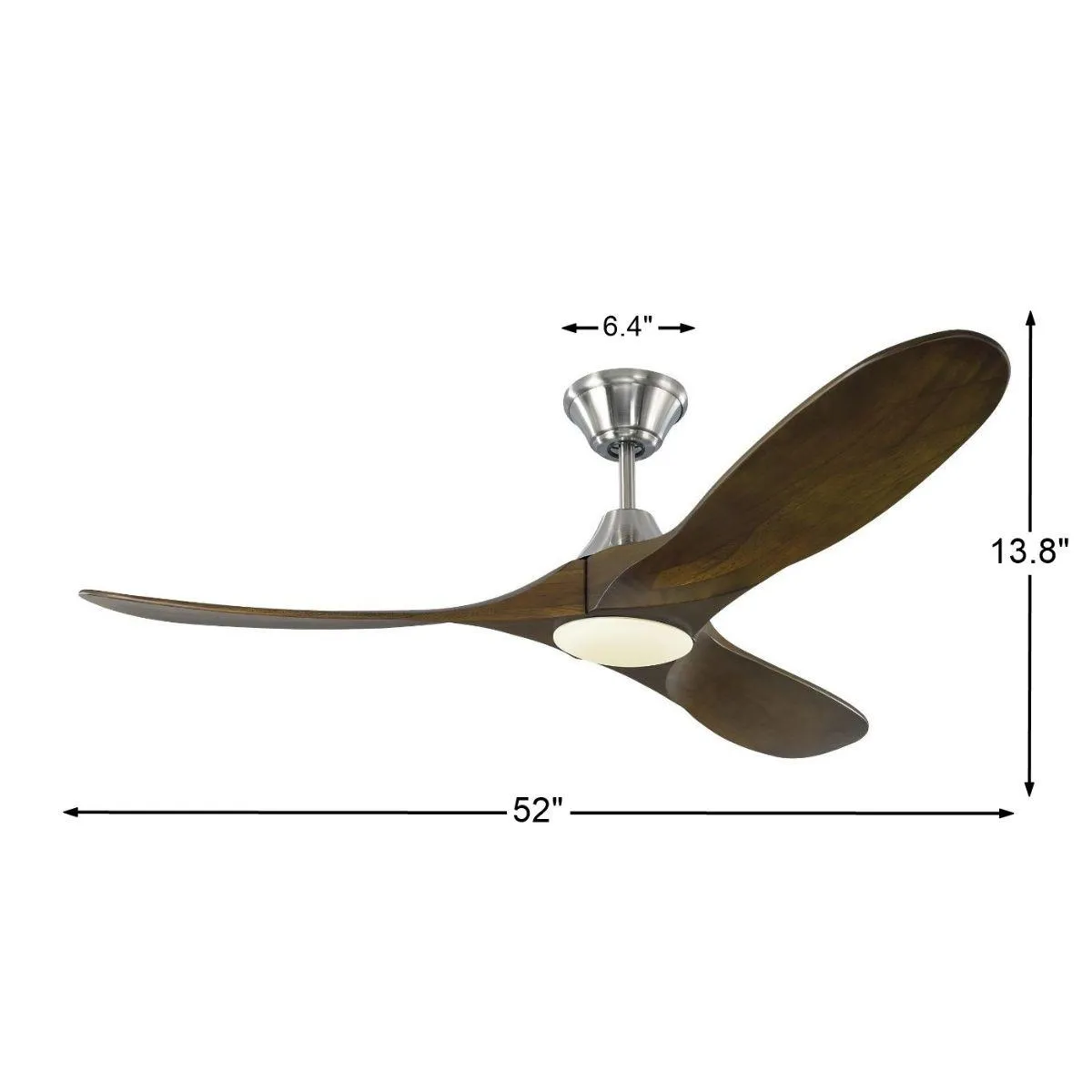 Maverick II 52 Inch Steel and Walnut Damp Rated LED Ceiling Fan with Remote