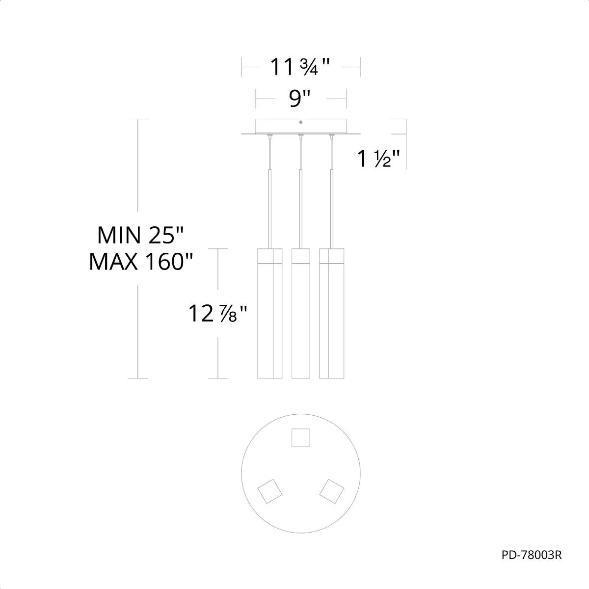 Minx 13 in. 3 Lights LED Pendant Light Brushed Nickel finish
