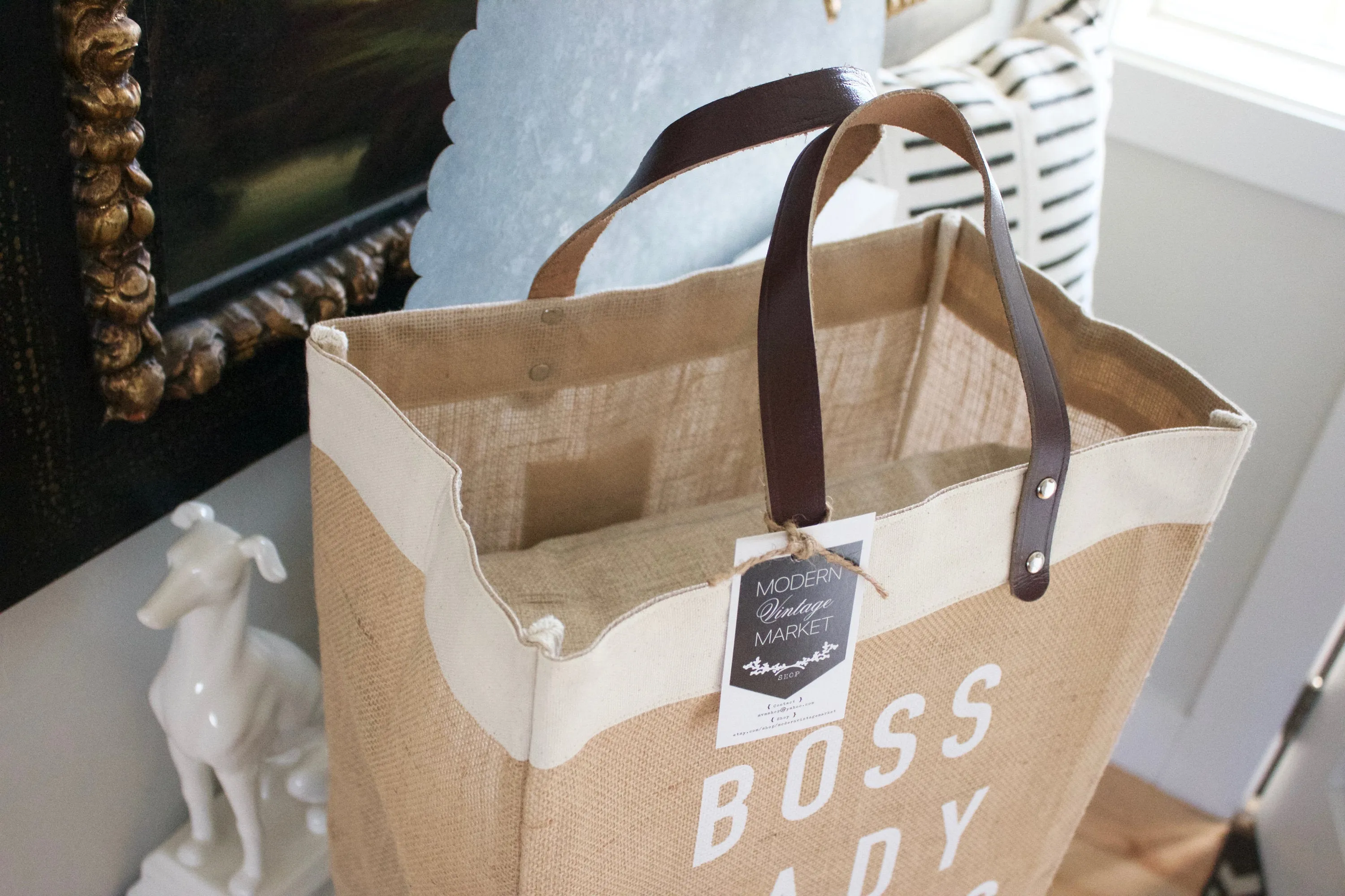Monogram Jute Market Bag