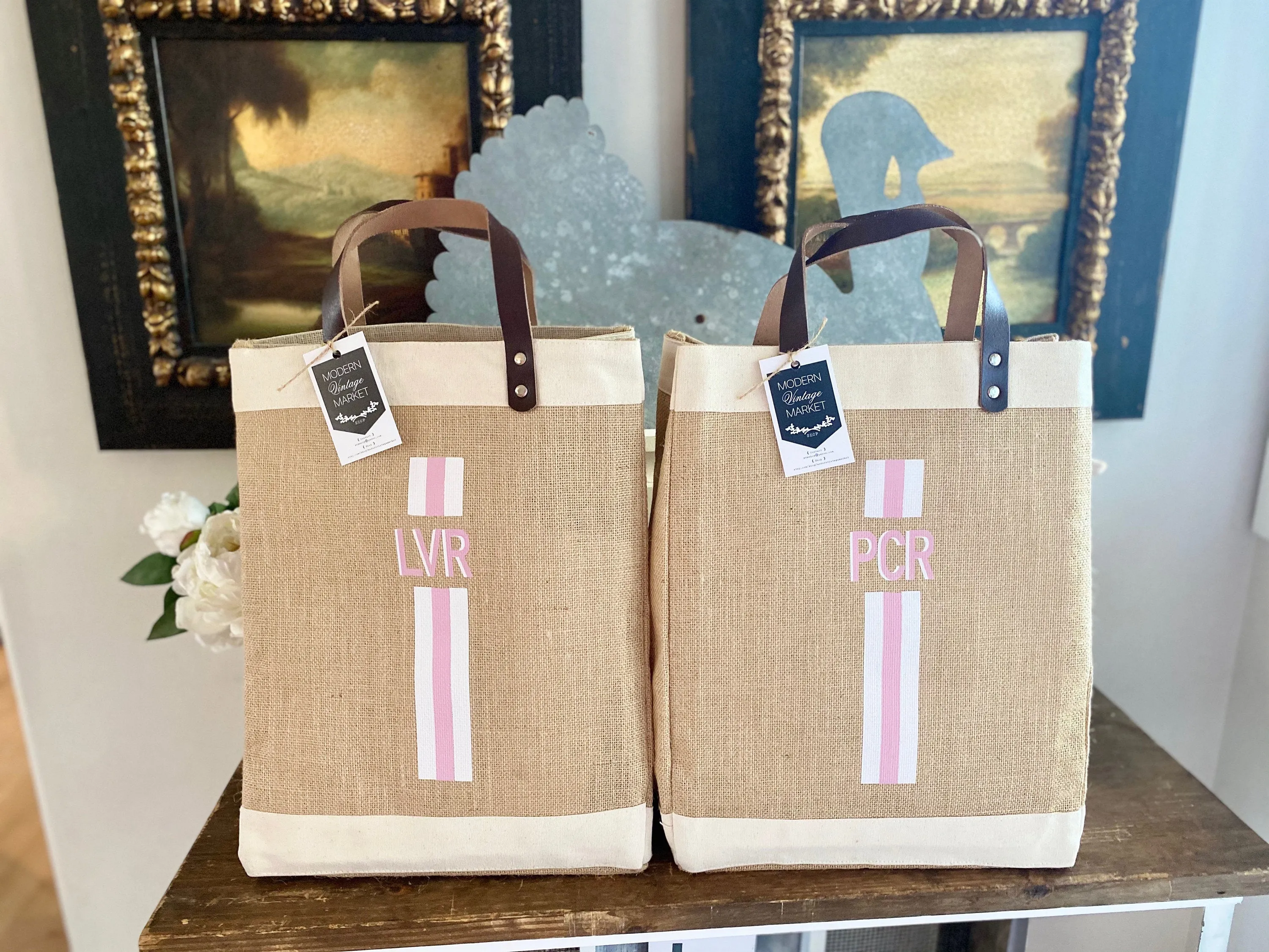 Monogram Jute Market Bag
