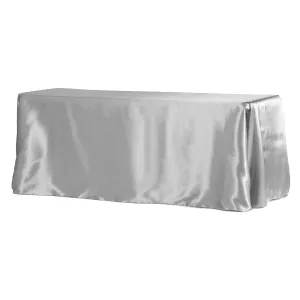 Satin Rectangular 90"x132" Tablecloth - Silver