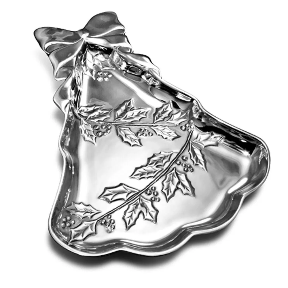 Wilton Armetale Holly Berries Christmas Tree Serving Tray