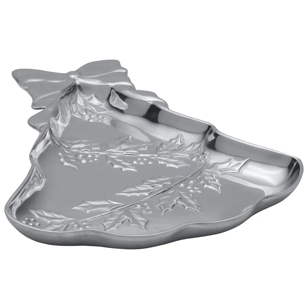 Wilton Armetale Holly Berries Christmas Tree Serving Tray