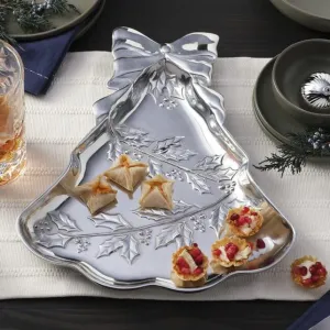 Wilton Armetale Holly Berries Christmas Tree Serving Tray