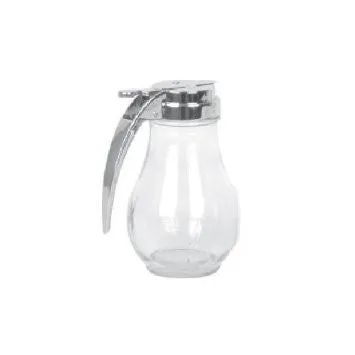 Winco G-116  14 Oz Glass Syrup Dispenser with Chrome Top